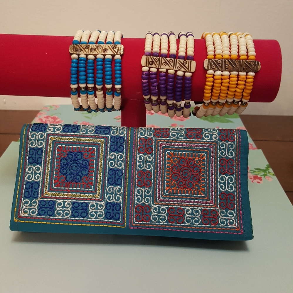 Boho Bracelets and Wallet clutch